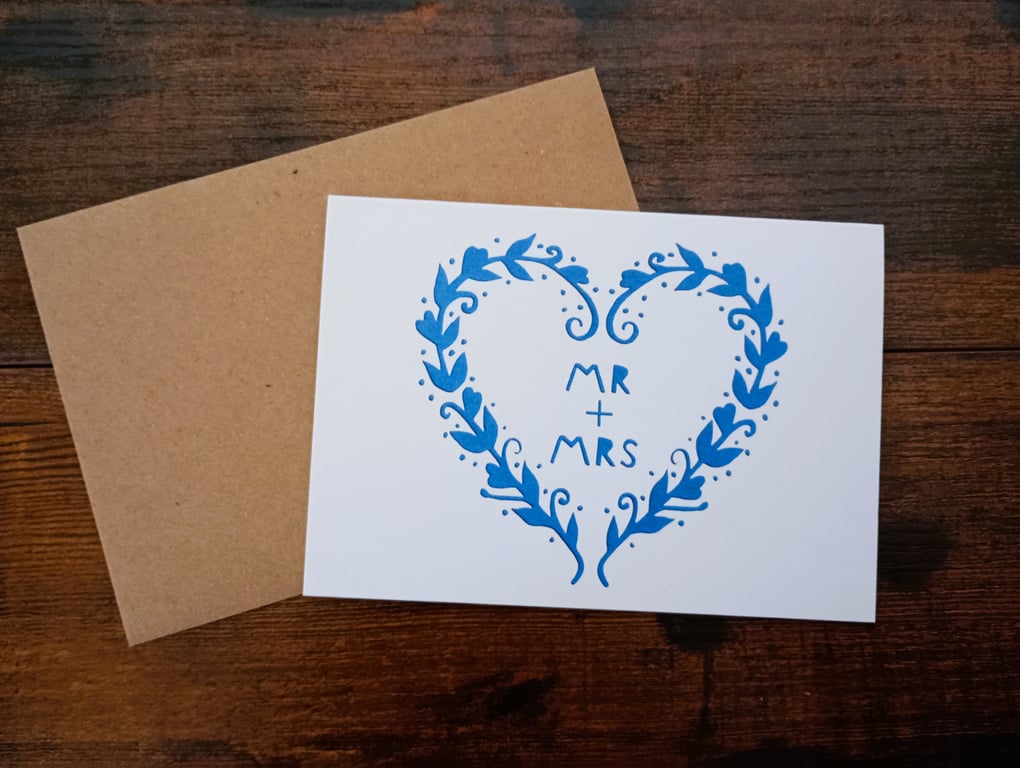 Mr & Mrs - Eco-Friendly Printed Greeting Card of Papercut