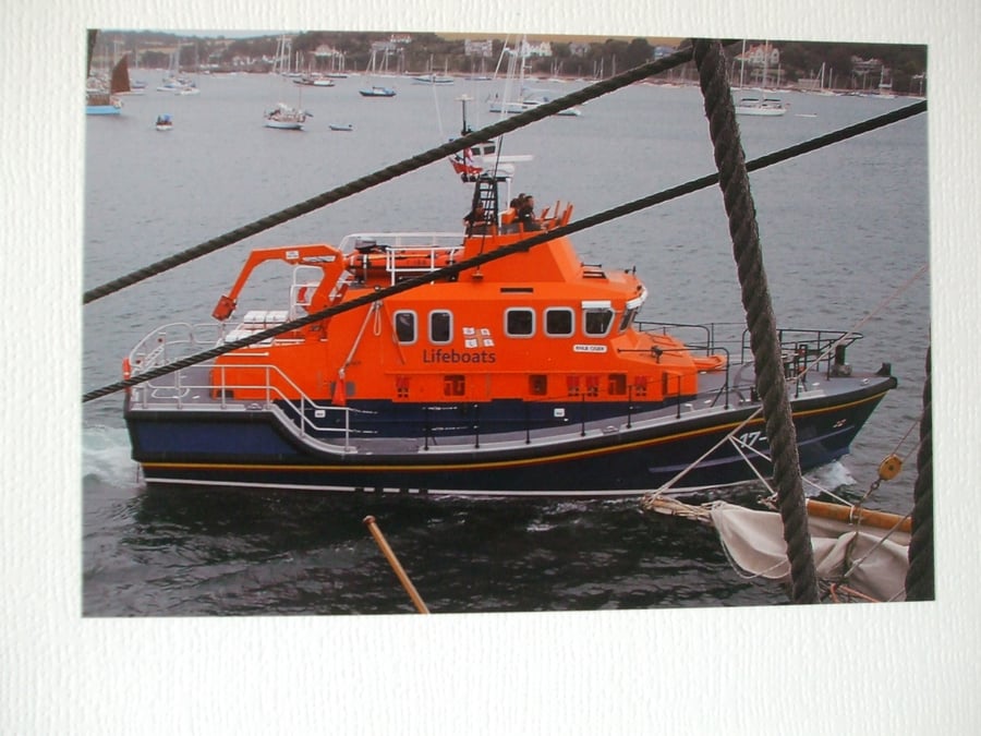 Photographic greetings card of the Falmouth Lifeboat.