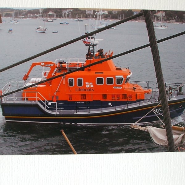 Photographic greetings card of the Falmouth Lifeboat.