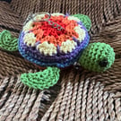 Handmade Turtle Crochet Bag Charm - Rainbow