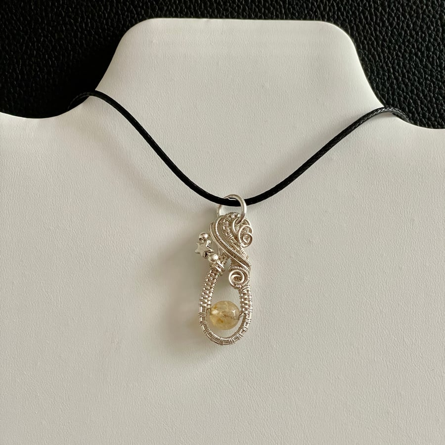 Handmade Wire Wrapped Natural Citrine Pendant