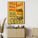 Pharmacy Wall Art, Retro 1950s Pill Poster, Funny Medicine Advertisement Print