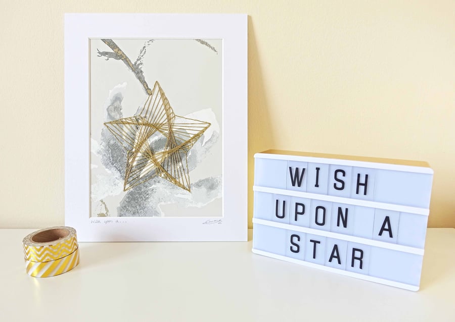 SALE Hand Stitched Star Wall Art, Home Décor, Wedding Gift, Textile Art