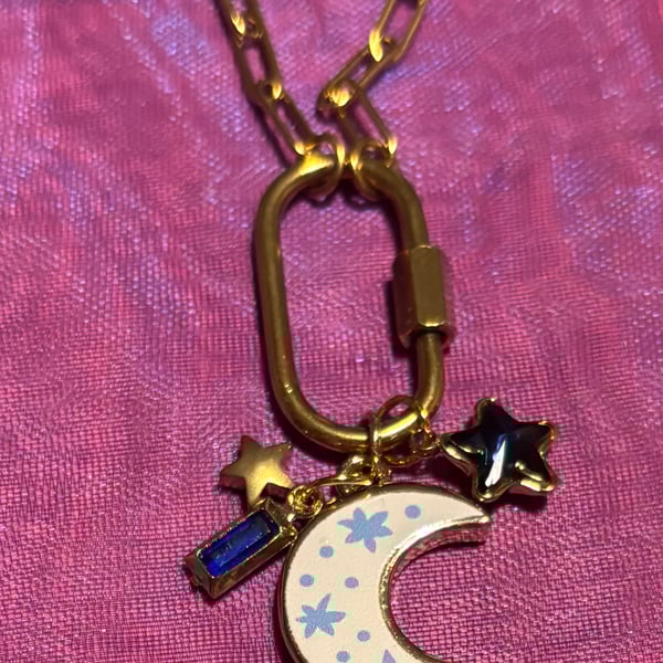 Moon necklace with stars