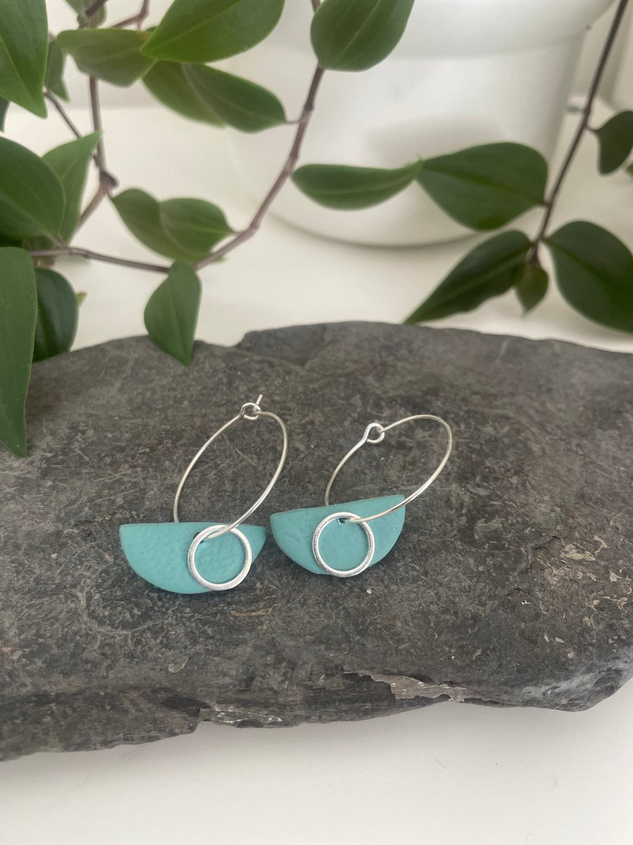 Hoop earrings stainless steel and polymer clay