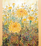 Golden Marigolds Original Oil pastel painting, A4 artwork, wall art - Image 8