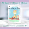 First day at school A6 Greetings Card, personalised