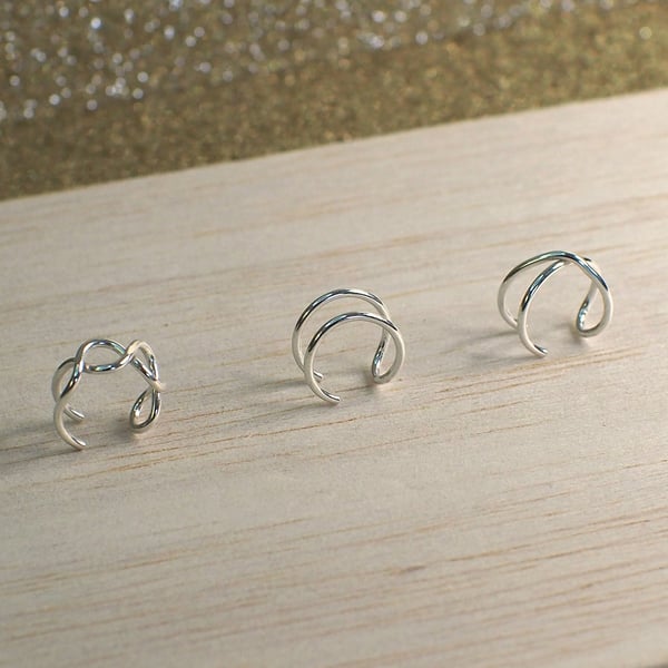 Set of three recycled sterling silver ear cuffs - made to order for you.