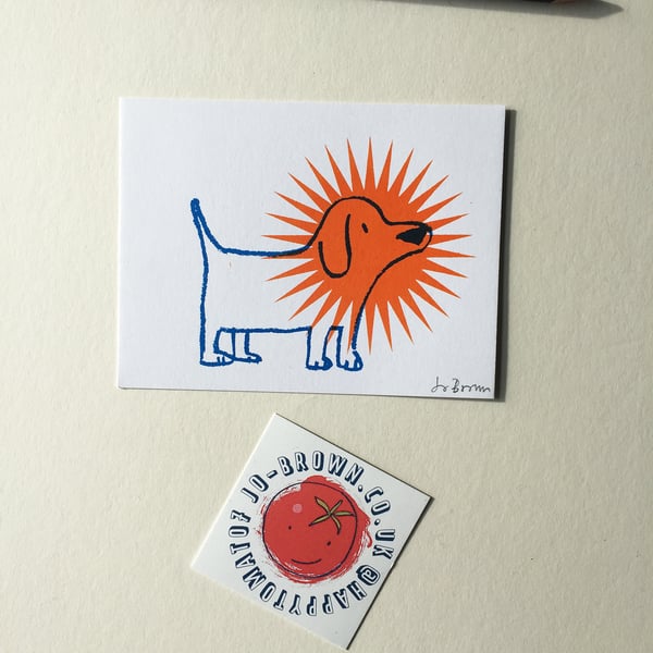  Dog Star mini screen print by Jo Brown happytomato