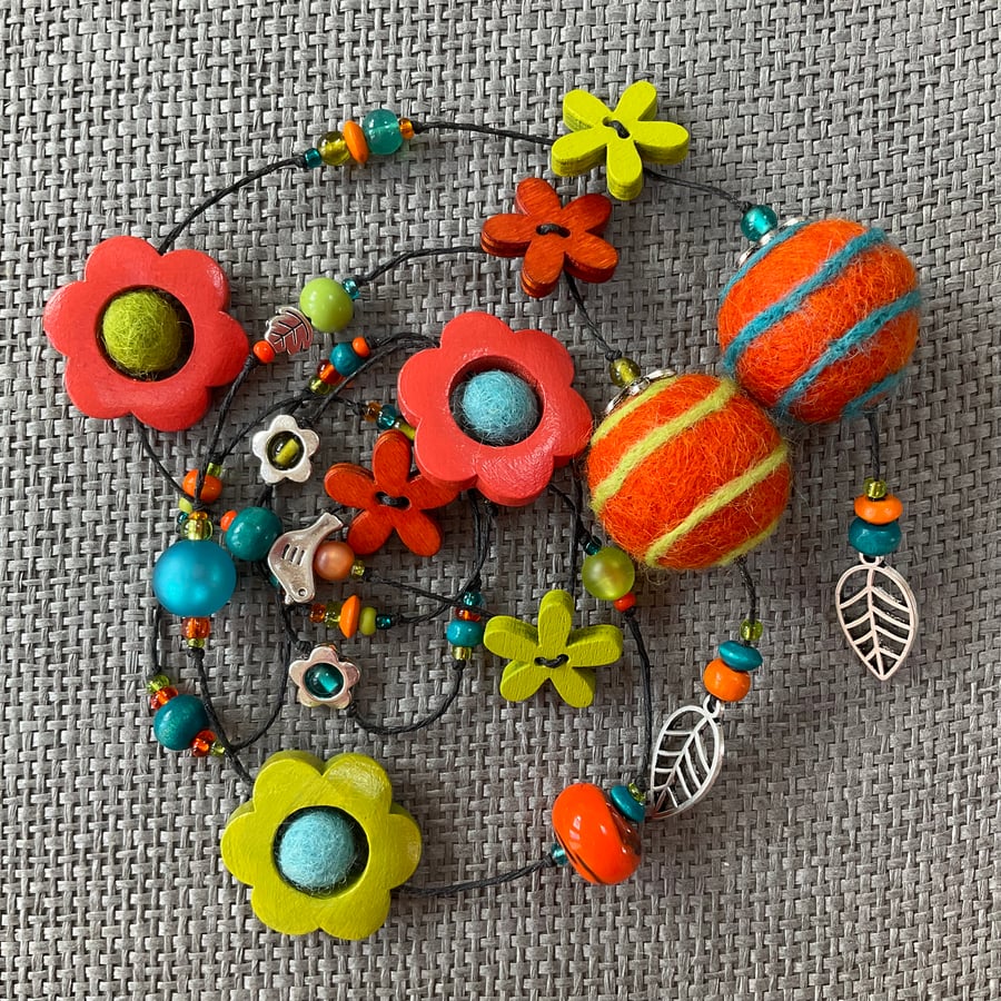 Orange, Lime and Turquoise lariat