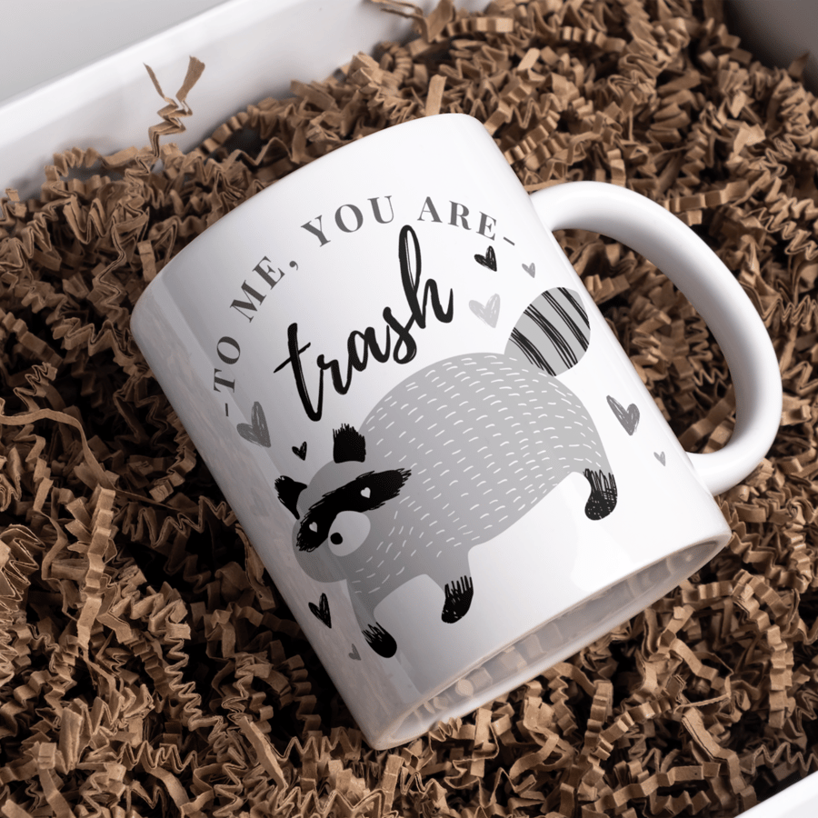 You Are Trash Mug: Cute & Funny Raccoon Mug, Perfect Gift For Valentines 