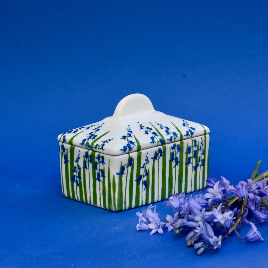 Bluebell Butter Dish - Hand Painted