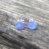 Purple & Turquoise Sterling Silver Hand Enamelled Stud Earrings. 