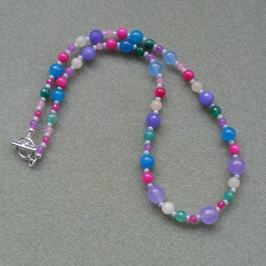 Multi Coloured Necklace With Quartz Quartzite a... - Folksy
