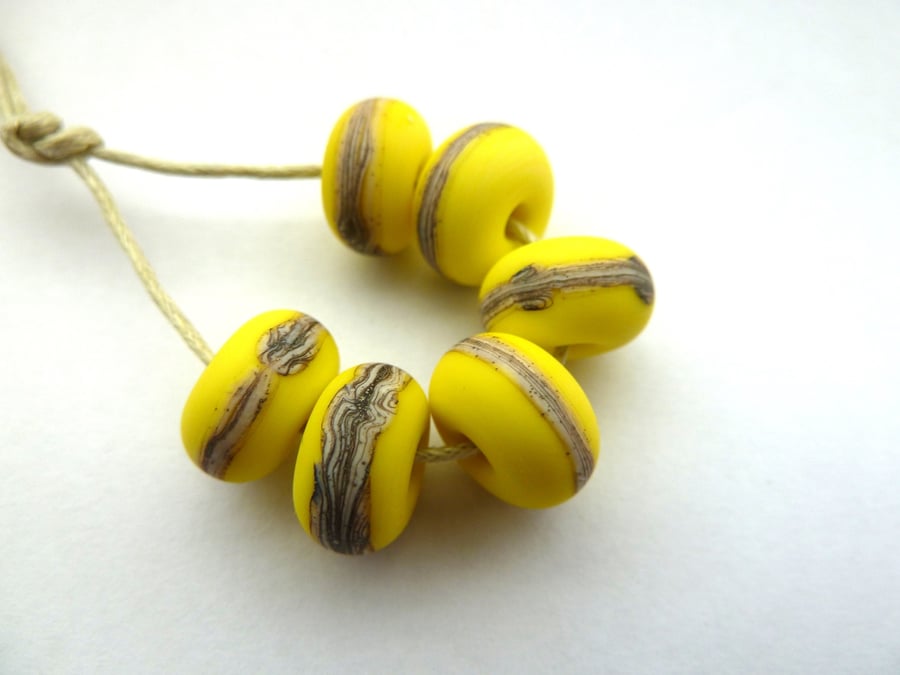 yellow matte lampwork beads