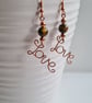Natural Tigers Eye & Copper Dangle LOVE  Earrings Gift Crystal Jewellery Jewelry - Image 8