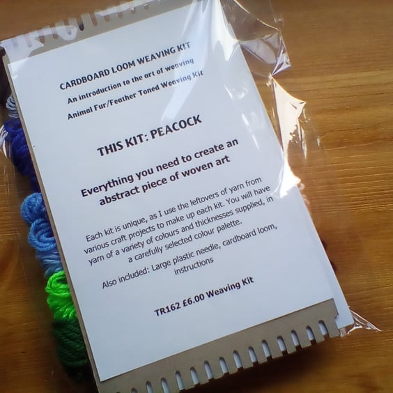 Peacock Bird Cardboard Loom Beginners Weaving Kit Abstract Art