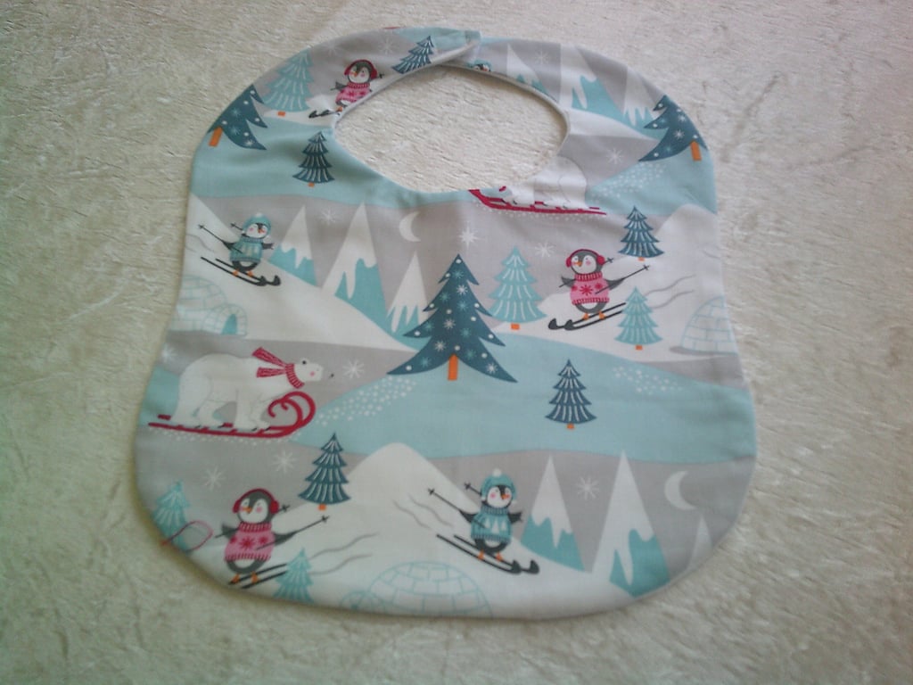 Skiing Penguins Christmas Bib