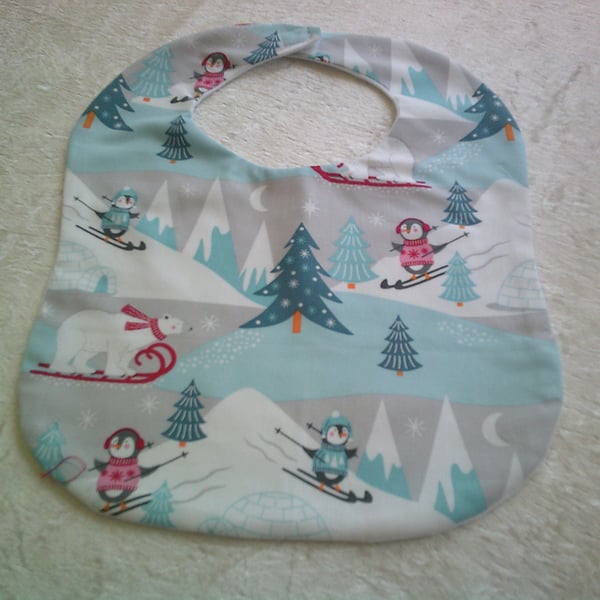 Skiing Penguins Christmas Bib