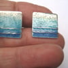 Sterling silver cuff links - waves- Enamelled