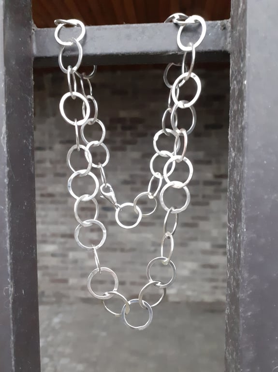 SILVER HOOP NECKLACE Recycled Handmade Sterling Silver hoop necklace