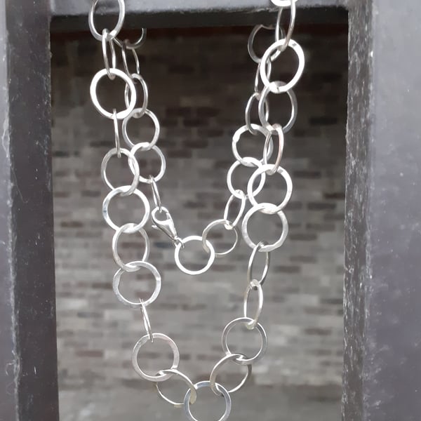 SILVER HOOP NECKLACE Recycled Handmade Sterling Silver hoop necklace