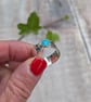 Sterling Silver Oval Patterned Amazonite Wide Band Ring - UK Size P - JBJ4036 - Image 4