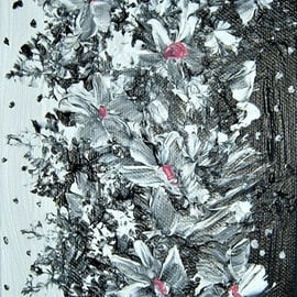 original art acrylic floral monochrome painting ( ref F 616)