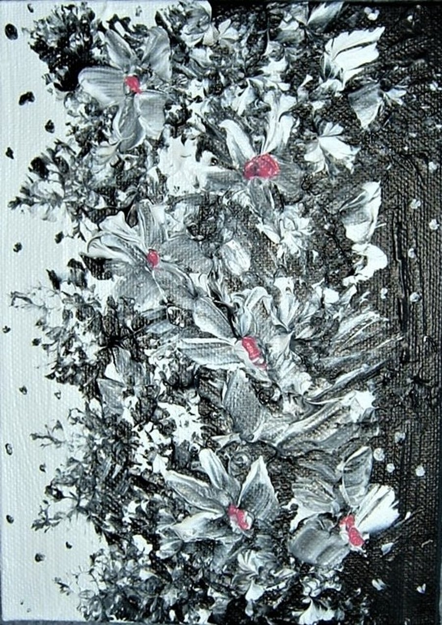 original art acrylic floral monochrome painting ( ref F 616)