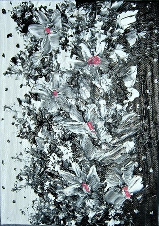 original art acrylic floral monochrome painting ( ref F 616)