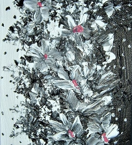 original art acrylic floral monochrome painting ( ref F 616)