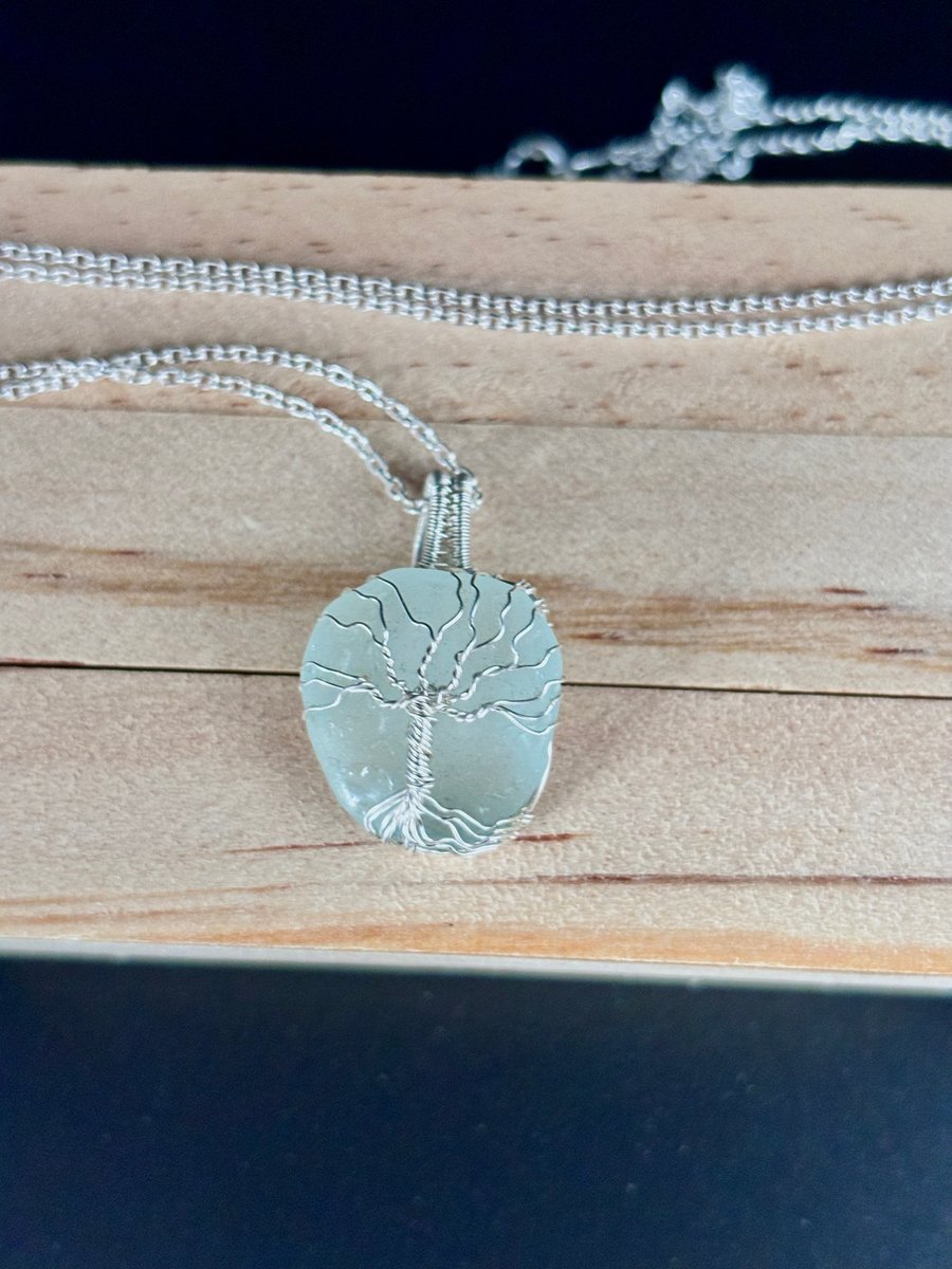 Scottish Sea Glass Pendant, Tree of Life design