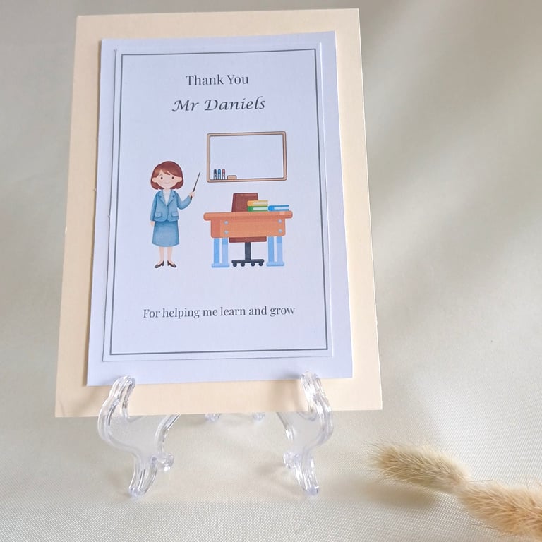 Thank You Teacher Card - Personalised End Of Term Gift For Teachers