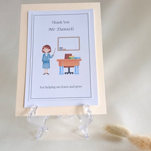 Thank You Teacher Card - Personalised End Of Term Gift For Teachers