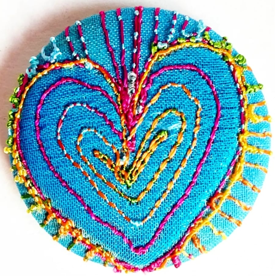 Buttons 1 inch button Hand Dyed Silks and Cottons Free Machine Embroidery Button