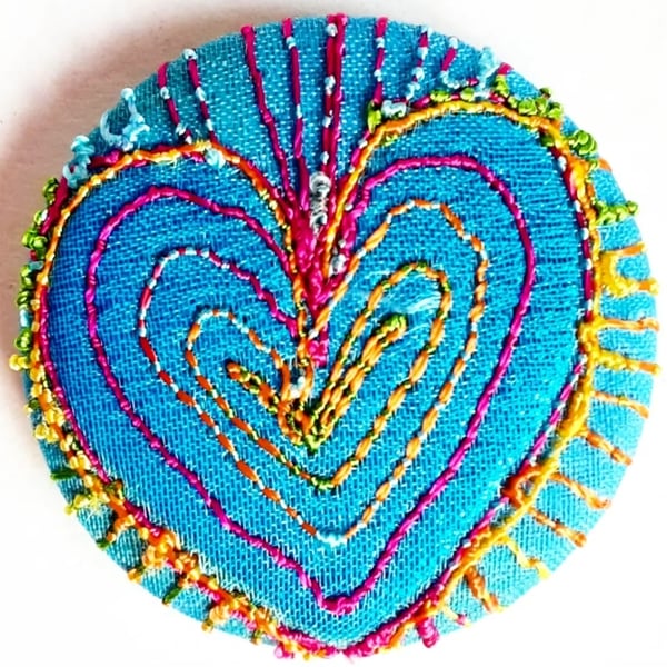 Buttons 1 inch button Hand Dyed Silks and Cottons Free Machine Embroidery Button