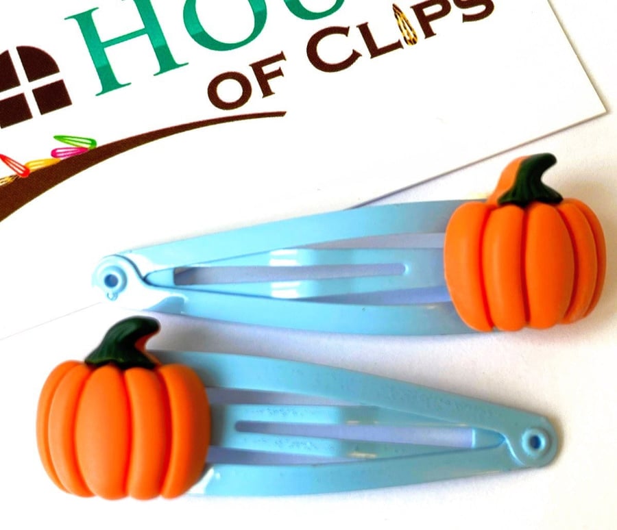 Pumpkin Hair Clips - Pumpkin Barrettes - Autumn Hair Clips - Non Slip Hair Slide