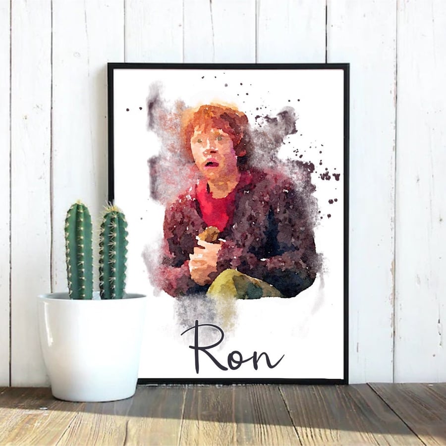 Ron Weasley Loose Watercolour Art Print Fan Art Harry Potter Two Design 