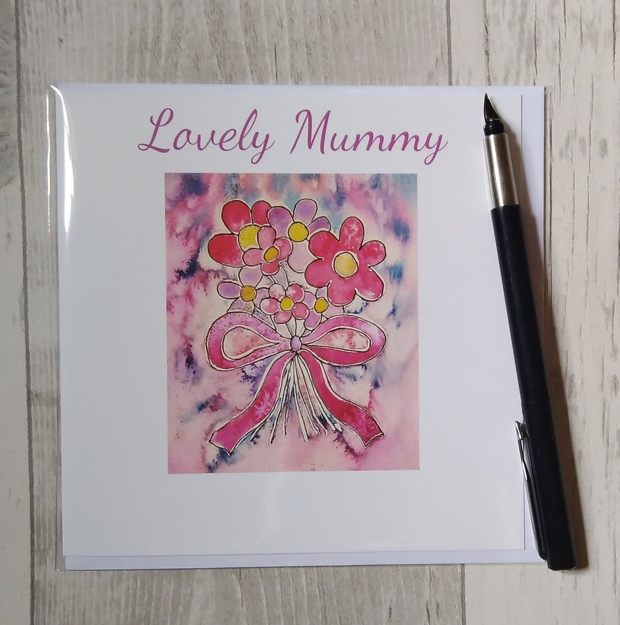 Birthday card (printed) Say it with Flowers. Flower card. Floral card.