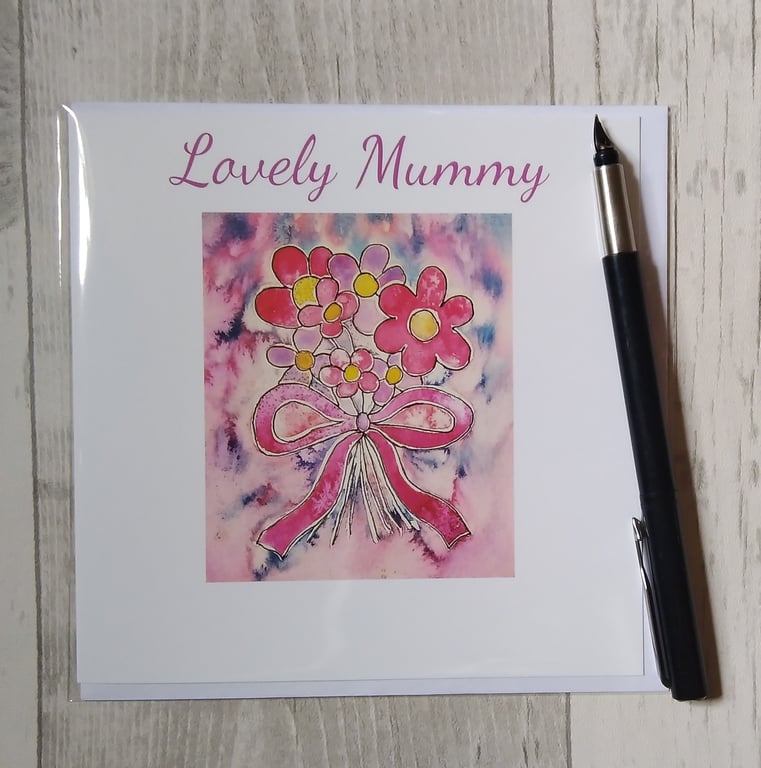 Birthday card (printed) Say it with Flowers. Flower card. Floral card.