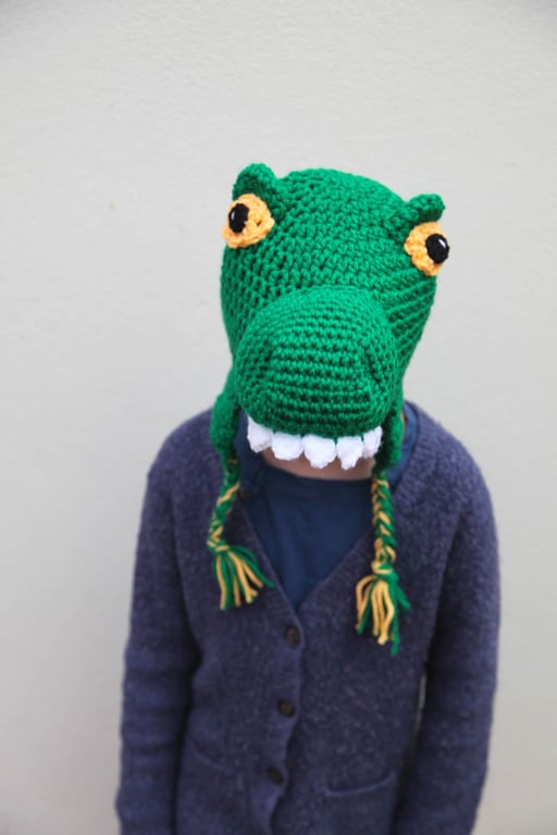 Crochet dinosaur T-Rex hat, winter novelty hat, newborn, child, toddler, adult s