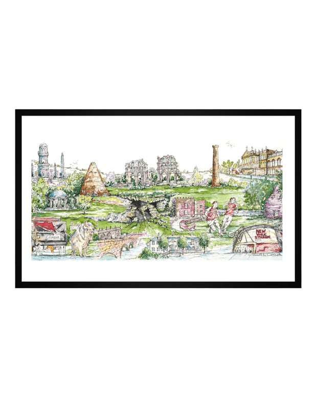 Rotherham Townscape - Art Print - South Yorkshire, UK, Landmarks Illustration 