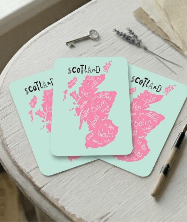 Scottish Slang Map Postcard - Illustrated Scotland Note Card