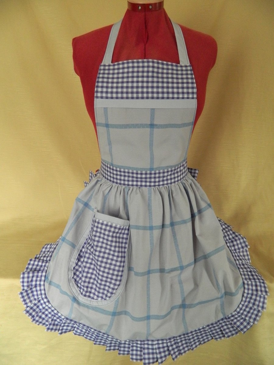 Vintage 50s Style Full Apron Pinny - Lilac & Purple