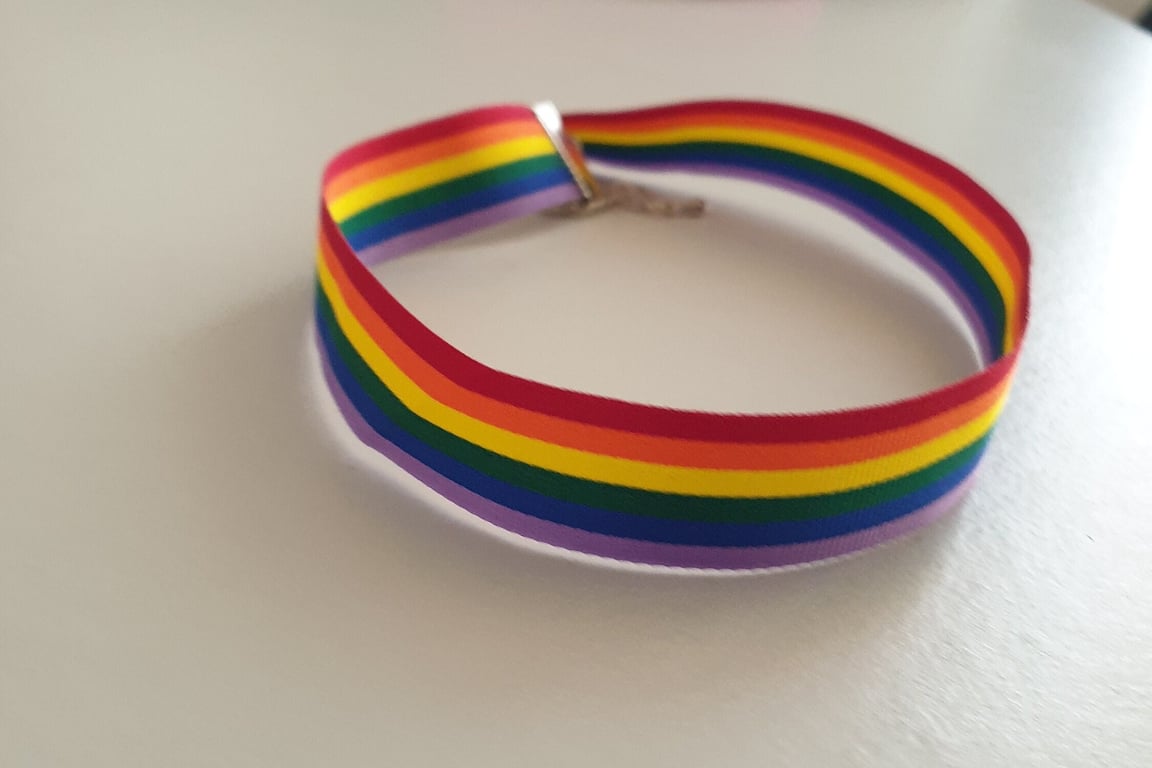 Pride Rainbow Satin Ribbon Choker Necklace with Adjustable Fastenings