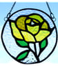 Rose Ring Suncatcher Stained Glass Yellow Handmade Gift Flower - Image 3