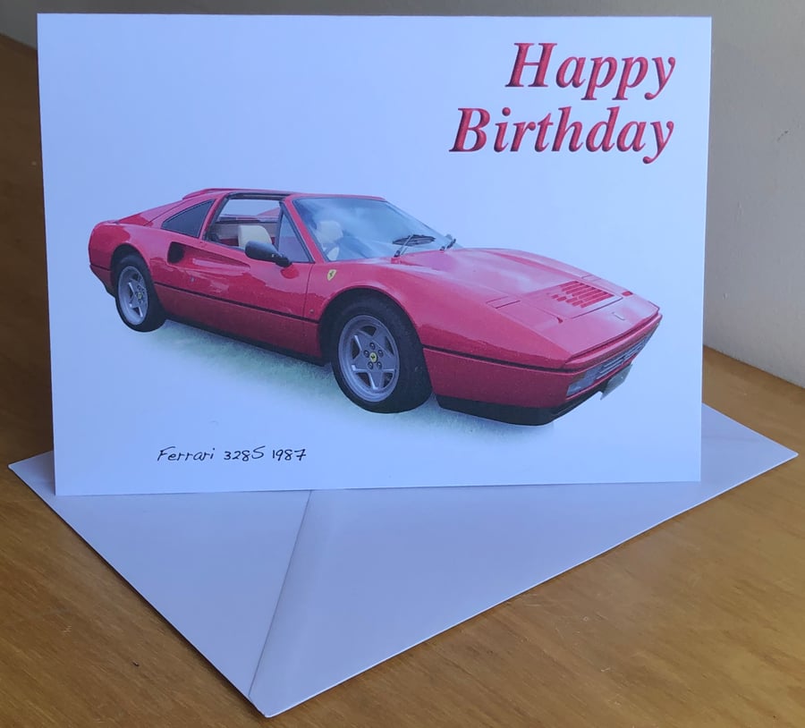 Ferrari 328 GTS 1987 - Birthday, Anniversary, Retirement or Plain Card