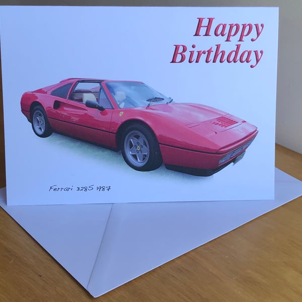 Ferrari 328 GTS 1987 - Birthday, Anniversary, Retirement or Plain Card