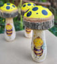 Wooden Toadstool with Bee Illustration,Fairy Tale Nursery Decor,mushroom decor