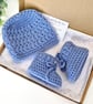 Handmade Crochet Baby Hat and Booties Set - Newborn Baby Gift 